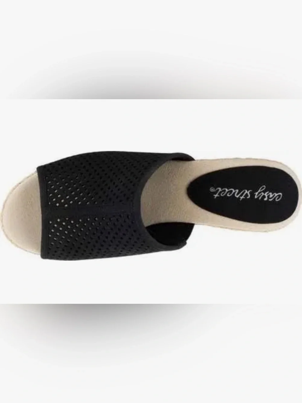 Easy Street Black Espadrille Wedge Slide Sandals